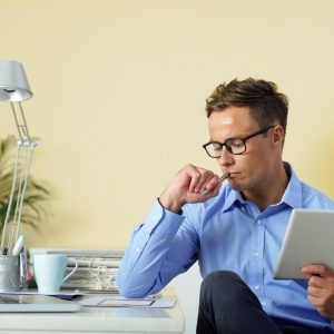Pensive web designer
