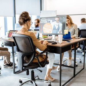 Web designers working at the office